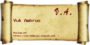 Vuk Ambrus névjegykártya
